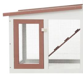 Cușcă exterior pentru iepuri mare maro & alb 204x45x85 cm lemn, 4 image
