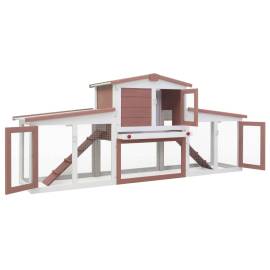 Cușcă exterior pentru iepuri mare maro & alb 204x45x85 cm lemn, 2 image