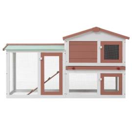 Cușcă exterior pentru iepuri mare maro&alb 145x45x85 cm lemn, 3 image