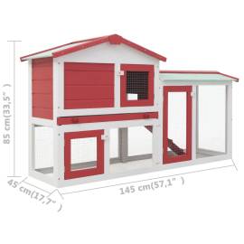 Cușcă exterior pentru iepuri mare roșu&alb 145x45x85 cm lemn, 6 image