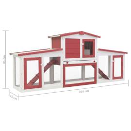 Cușcă exterior pentru iepuri mare roșu&alb 204x45x85 cm lemn, 7 image