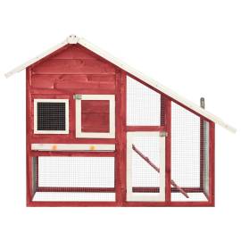 Cușcă iepuri, roșu/alb,140 x 63 x 120 cm, lemn masiv de brad, 2 image