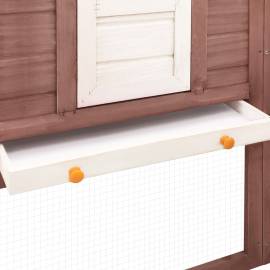 Cușcă iepuri exterior, spațiu de joacă, cafeniu/alb, lemn brad, 8 image