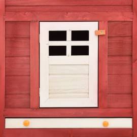 Cușcă iepuri exterior, spațiu de joacă, roșu/alb, lemn de brad, 2 image