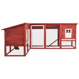 Cușcă iepuri exterior, spațiu de joacă, roșu/alb, lemn de brad, 4 image