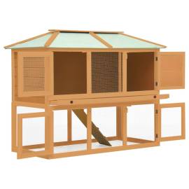 Cușcă pentru iepuri și alte animale, 2 niveluri, lemn, 2 image