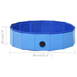 Piscină pentru câini pliabilă, albastru, 80 x 20 cm, pvc, 9 image