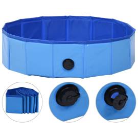 Piscină pentru câini pliabilă, albastru, 80 x 20 cm, pvc, 2 image