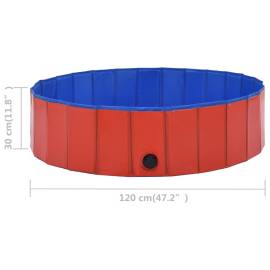 Piscină pentru câini pliabilă, roșu, 120 x 30 cm, pvc, 9 image