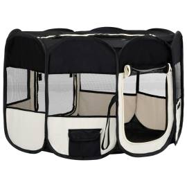 Țarc de câini pliabil cu sac de transport, negru, 110x110x58 cm, 3 image