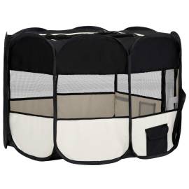 Țarc de câini pliabil cu sac de transport, negru, 110x110x58 cm, 4 image