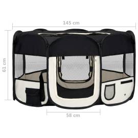 Țarc de câini pliabil cu sac de transport, negru, 145x145x61 cm, 11 image