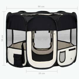 Țarc de câini pliabil cu sac de transport, negru, 90x90x58 cm, 11 image