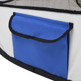 Țarc joacă pliabil câini cu sac de transport albastru 110x110x58 cm, 7 image