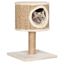 Ansamblu pisici cu casă și stâlp de zgâriat 52 cm iarbă de mare