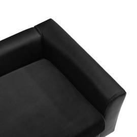 Canapea pentru câini, negru, 60x43x30 cm pluș & piele ecologică, 7 image