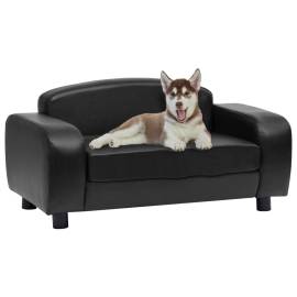 Canapea pentru câini, negru, 80 x 50 x 40 cm, piele ecologică