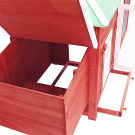 Coteț de păsări cu un cuibar, roșu, 193x68x104 cm, lemn de brad, 5 image