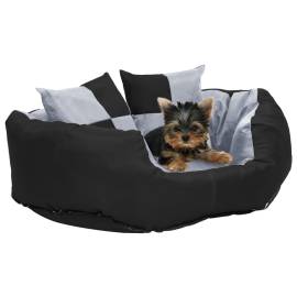 Pernă reversibilă și lavabilă pentru câini, gri și negru, 65x50x20 cm
