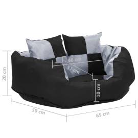 Pernă reversibilă și lavabilă pentru câini, gri și negru, 65x50x20 cm, 11 image