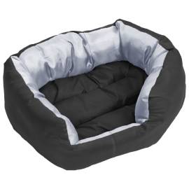 Pernă reversibilă și lavabilă pentru câini, gri și negru, 65x50x20 cm, 8 image