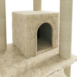 Ansamblu pisici, stâlpi din funie sisal, crem, 155 cm, 7 image