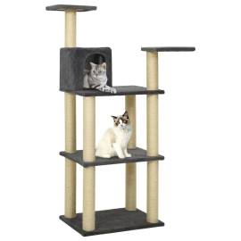 Ansamblu pisici, stâlpi din funie sisal, gri închis, 119 cm