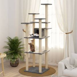 Ansamblu pisici, stâlpi din funie sisal, gri închis, 171 cm