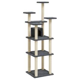 Ansamblu pisici, stâlpi din funie sisal, gri închis, 171 cm, 2 image