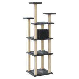 Ansamblu pisici, stâlpi din funie sisal, gri închis, 171 cm, 5 image