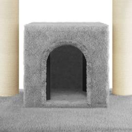 Ansamblu pisici, stâlpi din funie sisal, gri deschis, 110 cm, 7 image
