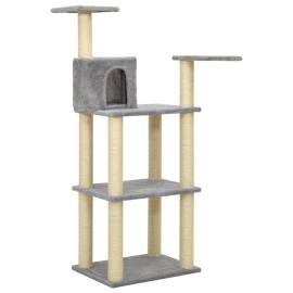Ansamblu pisici, stâlpi din funie sisal, gri deschis, 119 cm, 2 image
