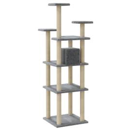 Ansamblu pisici, stâlpi din funie sisal, gri deschis, 171 cm, 5 image
