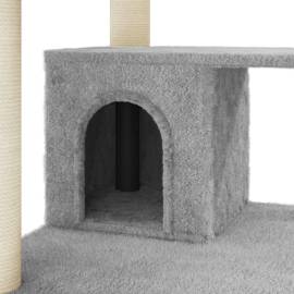 Ansamblu pisici, stâlpi din funie sisal, gri deschis, 183 cm, 7 image