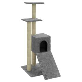 Ansamblu pisici, stâlpi din funie sisal, gri deschis, 92 cm, 2 image