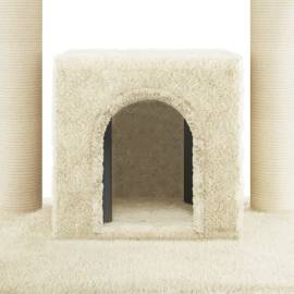 Ansamblu pisici cu stâlpi din funie de sisal, crem, 110 cm, 7 image