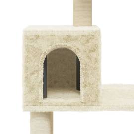Ansamblu pisici cu stâlpi din funie de sisal, crem, 147 cm, 7 image