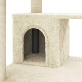 Ansamblu pisici cu stâlpi din funie de sisal, crem, 183 cm, 7 image