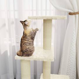 Ansamblu pisici cu stâlpi din funie de sisal, crem, 92 cm, 3 image