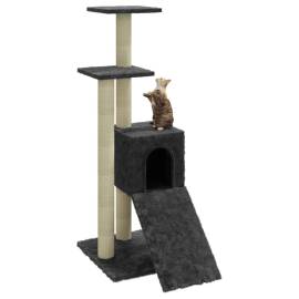 Ansamblu pisici cu stâlpi din funie de sisal, gri închis, 92 cm, 4 image
