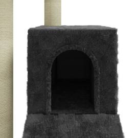 Ansamblu pisici cu stâlpi din funie de sisal, gri închis, 92 cm, 7 image