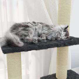 Ansamblu pisici cu stâlpi din funie de sisal, gri închis,155 cm, 4 image