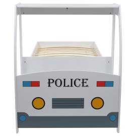 Pat de copii cu birou tip mașină de poliție, 90x200 cm, 6 image