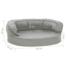 Saltea ergonomică pat de câini, 60x42 cm, gri, aspect de in, 7 image