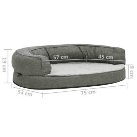 Saltea ergonomică pat de câini, gri, 75x53 cm, aspect in/fleece, 8 image