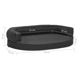 Saltea ergonomică pat de câini, negru, 75x53 cm, aspect de in, 7 image