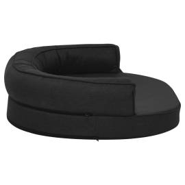 Saltea ergonomică pat de câini, negru, 75x53 cm, aspect de in, 4 image