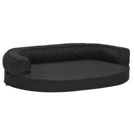 Saltea ergonomică pat de câini, negru, 75x53 cm, aspect de in, 2 image