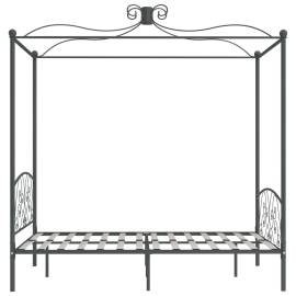 Cadru de pat cu baldachin, gri, 140 x 200 cm, metal, 4 image