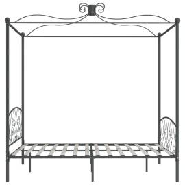 Cadru de pat cu baldachin, gri, 160 x 200 cm, metal, 4 image